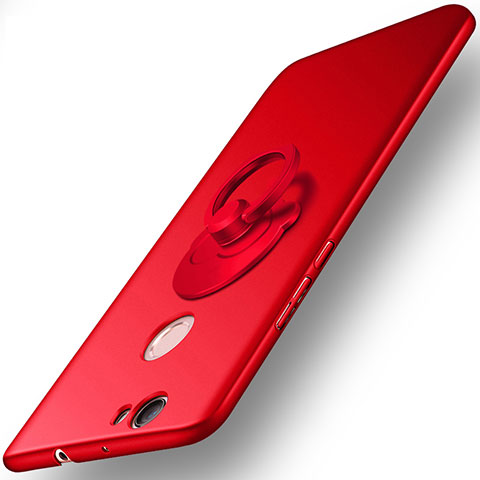 Etui Plastique Rigide Mat et Support Bague Anneau pour Huawei Nova Rouge