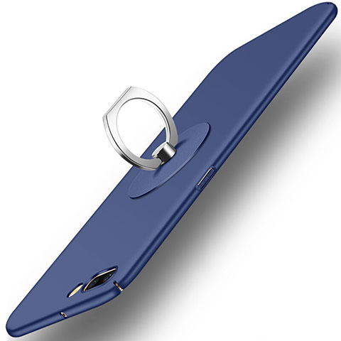 Etui Plastique Rigide Mat et Support Bague Anneau pour OnePlus 5 Bleu