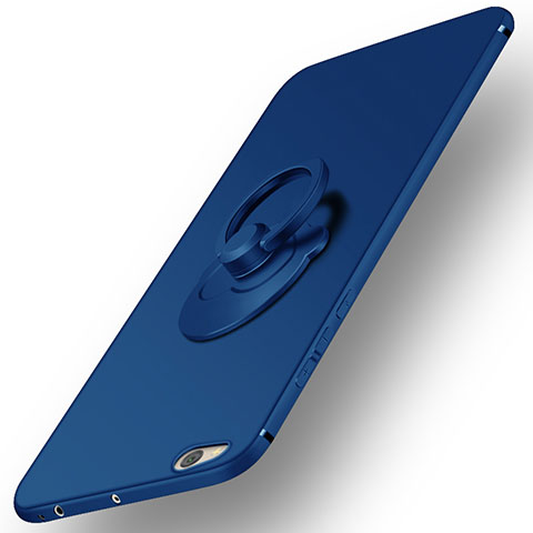 Etui Plastique Rigide Mat et Support Bague Anneau pour Xiaomi Mi 5C Bleu