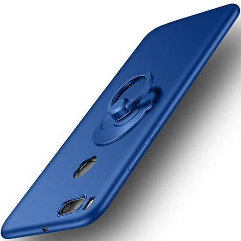 Etui Plastique Rigide Mat et Support Bague Anneau pour Xiaomi Mi 5X Bleu