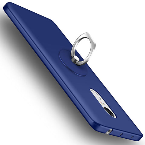 Etui Plastique Rigide Mat et Support Bague Anneau pour Xiaomi Redmi Note 4 Bleu