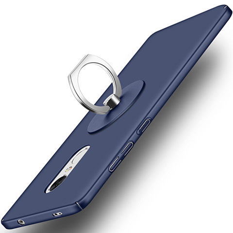 Etui Plastique Rigide Mat et Support Bague Anneau pour Xiaomi Redmi Note 4 Standard Edition Bleu