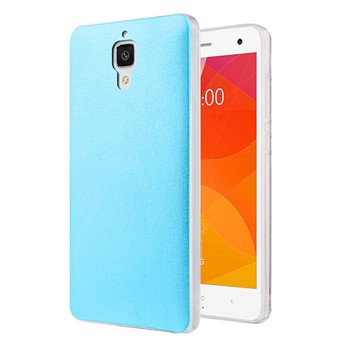 Etui Plastique Rigide Motif Cuir pour Xiaomi Mi 4 LTE Bleu Ciel