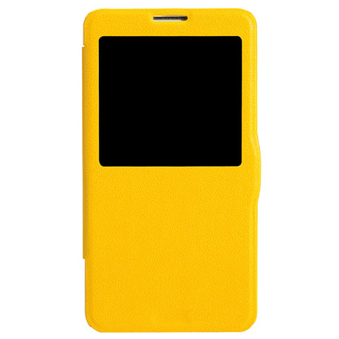 Etui Portefeuille Livre Cuir L01 pour Samsung Galaxy Note 3 N9000 Jaune