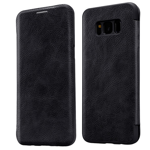 Etui Portefeuille Livre Cuir L01 pour Samsung Galaxy S8 Noir