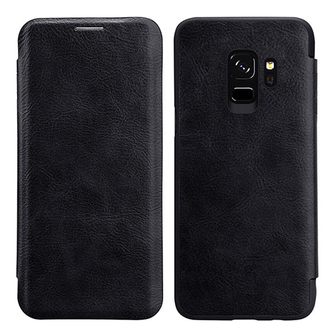 Etui Portefeuille Livre Cuir L01 pour Samsung Galaxy S9 Noir