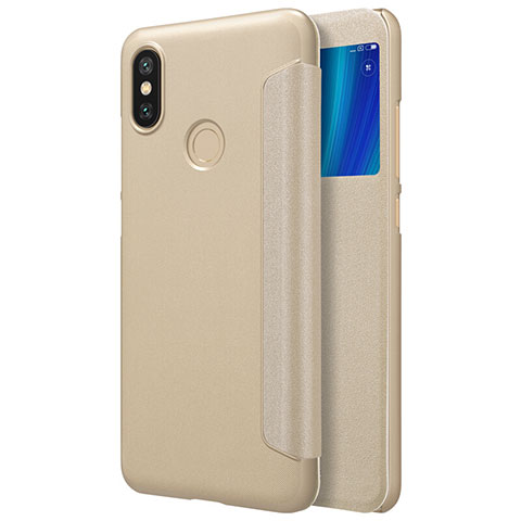 Etui Portefeuille Livre Cuir L01 pour Xiaomi Mi A2 Or