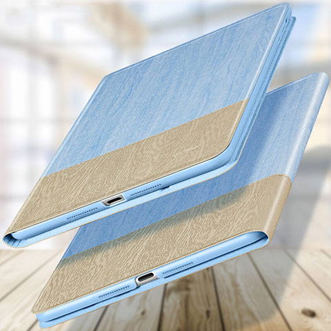 Etui Portefeuille Livre Cuir L02 pour Apple New iPad 9.7 (2018) Bleu Ciel