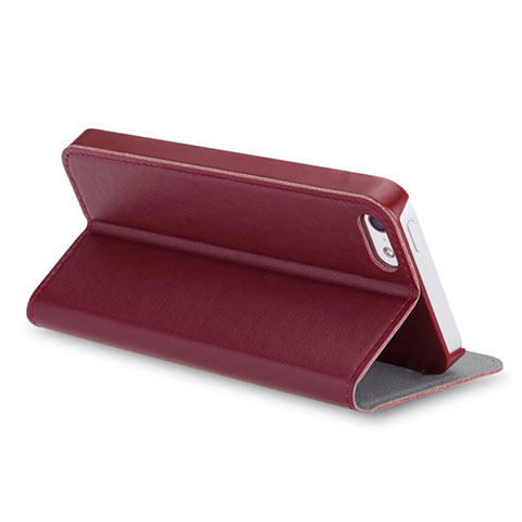 Etui Portefeuille Livre Cuir pour Apple iPhone 5 Marron