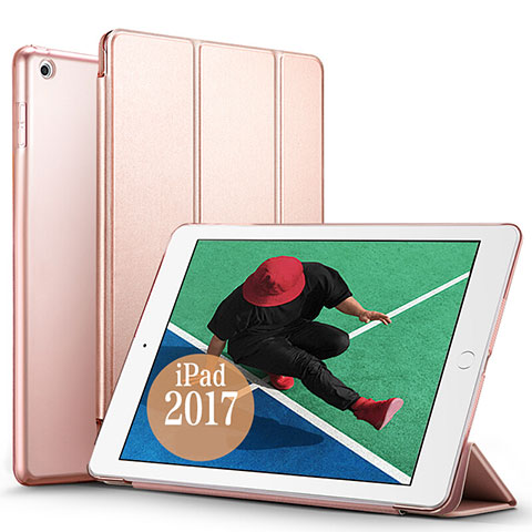 Etui Portefeuille Livre Cuir pour Apple New iPad Pro 9.7 (2017) Or Rose