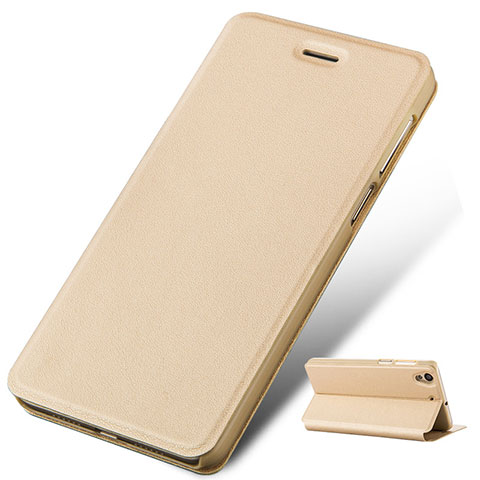 Etui Portefeuille Livre Cuir pour Huawei Honor 5A Or