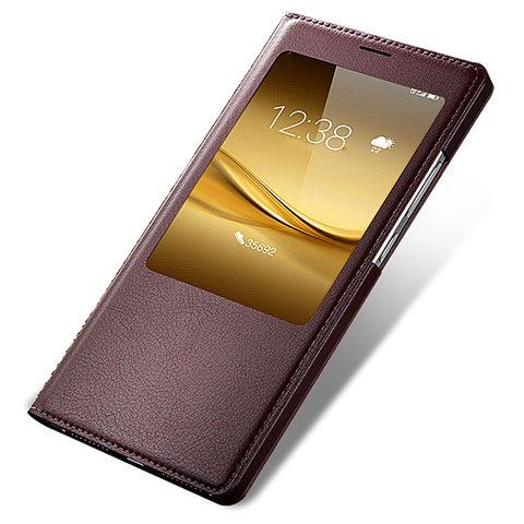 Etui Portefeuille Livre Cuir pour Huawei Mate 8 Marron