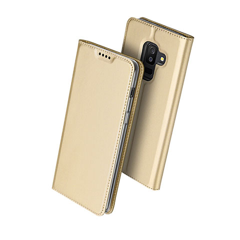 Etui Portefeuille Livre Cuir pour Samsung Galaxy A6 Plus (2018) Or