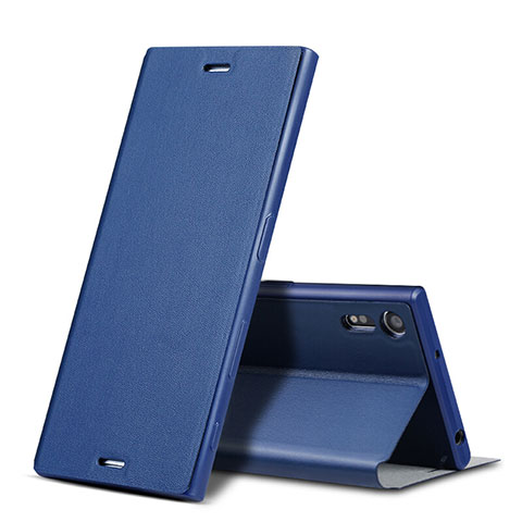 Etui Portefeuille Livre Cuir pour Sony Xperia XZ Bleu