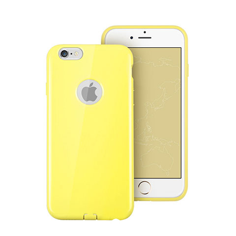 Etui Silicone avec Trou Souple Couleur Unie pour Apple iPhone 6 Plus Jaune