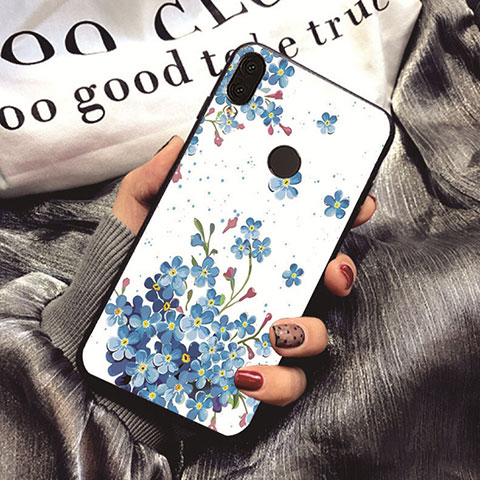 Etui Silicone Fleurs Souple Couleur Unie pour Huawei P20 Lite Bleu