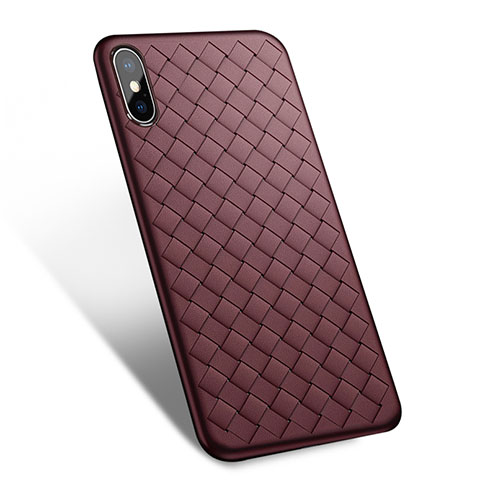 Etui Silicone Gel Motif Cuir pour Apple iPhone Xs Max Marron