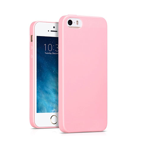 Etui Silicone Gel Souple Couleur Unie pour Apple iPhone SE Rose