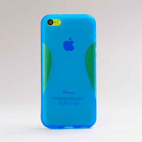 Etui Silicone Transparente Vague pour Apple iPhone 5C Bleu