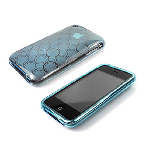 Etui TPU Souple Vague Cercle Transparente pour Apple iPhone 3G 3GS Bleu Ciel