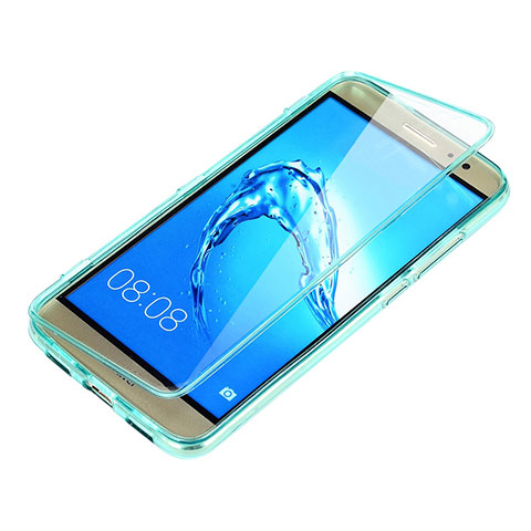 Etui Transparente Integrale Silicone Souple Avant et Arriere pour Huawei G9 Plus Bleu Ciel