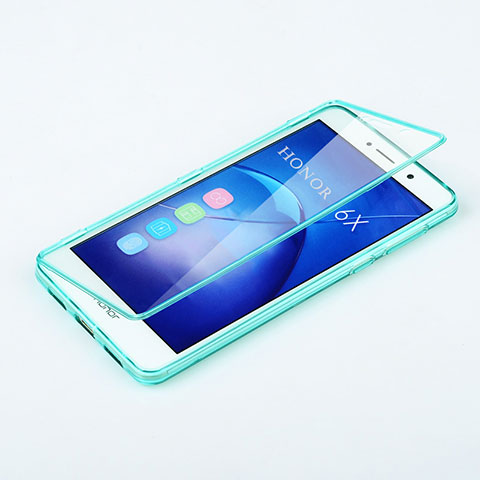 Etui Transparente Integrale Silicone Souple Avant et Arriere pour Huawei GR5 (2017) Bleu Ciel