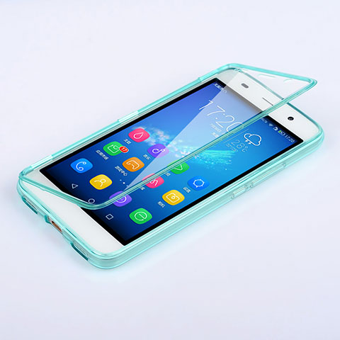 Etui Transparente Integrale Silicone Souple Avant et Arriere pour Huawei Honor 4A Bleu