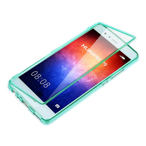 Etui Transparente Integrale Silicone Souple Avant et Arriere pour Huawei P9 Plus Bleu Ciel