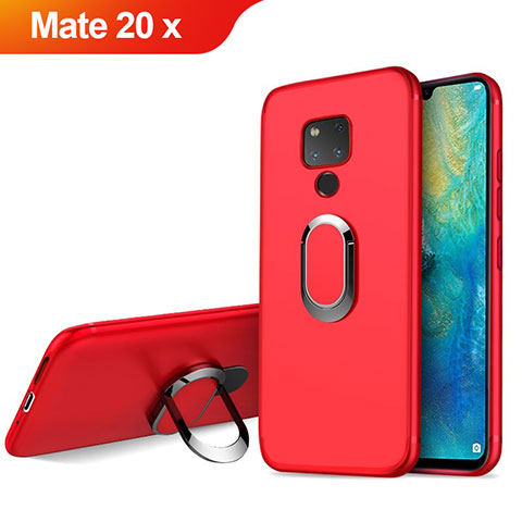 Etui Ultra Fine Silicone Souple avec Support Bague Anneau Aimante Magnetique pour Huawei Mate 20 X 5G Rouge