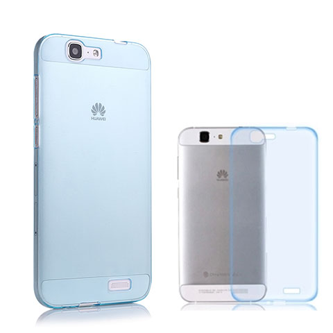 Etui Ultra Fine Silicone Souple Transparente pour Huawei Ascend G7 Bleu