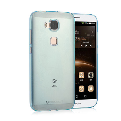 Etui Ultra Fine Silicone Souple Transparente pour Huawei G8 Bleu