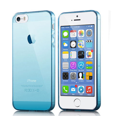 Etui Ultra Fine TPU Souple Transparente pour Apple iPhone 5S Bleu