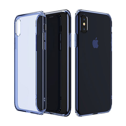 Etui Ultra Slim Silicone Souple Transparente pour Apple iPhone Xs Bleu