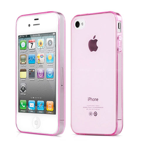 Etui Ultra Slim TPU Souple Transparente pour Apple iPhone 4 Rose