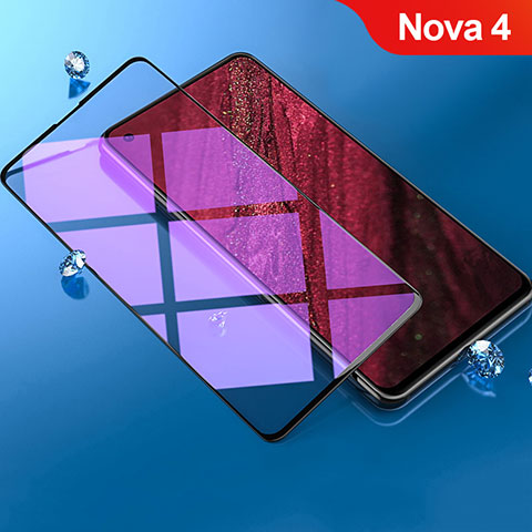 Film Protection Protecteur d'Ecran Verre Trempe Integrale Anti-Lumiere Bleue F02 pour Huawei Nova 4 Noir