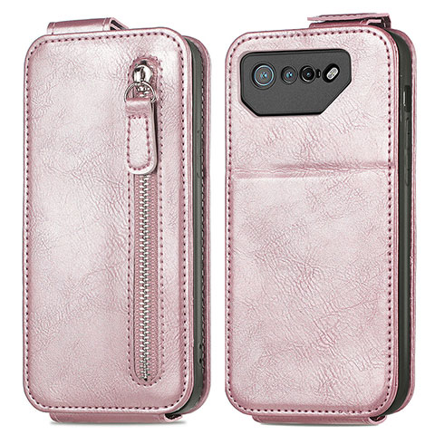 Housse Clapet Portefeuille Cuir pour Asus ROG Phone 7 Pro Or Rose