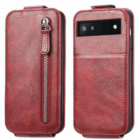 Housse Clapet Portefeuille Cuir pour Google Pixel 6a 5G Rouge