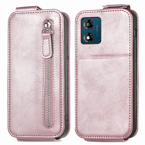 Housse Clapet Portefeuille Cuir pour Motorola Moto E13 Or Rose