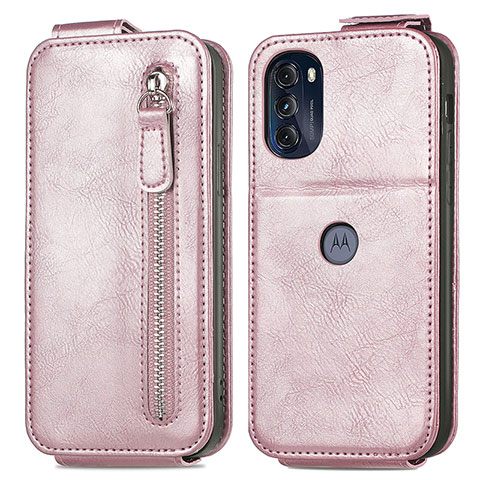 Housse Clapet Portefeuille Cuir pour Motorola Moto G 5G (2022) Or Rose