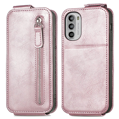 Housse Clapet Portefeuille Cuir pour Motorola Moto G71s 5G Or Rose