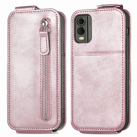 Housse Clapet Portefeuille Cuir pour Nokia C210 Or Rose