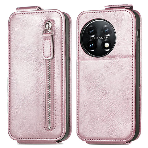 Housse Clapet Portefeuille Cuir pour OnePlus 11 5G Or Rose