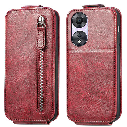 Housse Clapet Portefeuille Cuir pour Oppo A58 5G Rouge