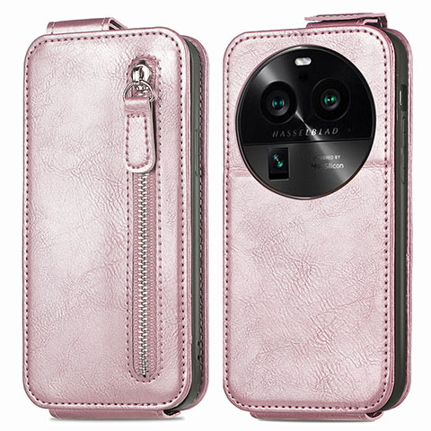 Housse Clapet Portefeuille Cuir pour Oppo Find X6 5G Or Rose