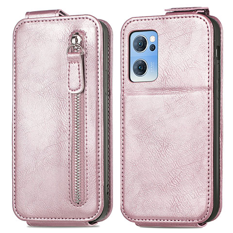 Housse Clapet Portefeuille Cuir pour Oppo Reno7 5G Or Rose