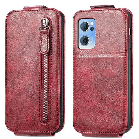 Housse Clapet Portefeuille Cuir pour Oppo Reno7 5G Rouge