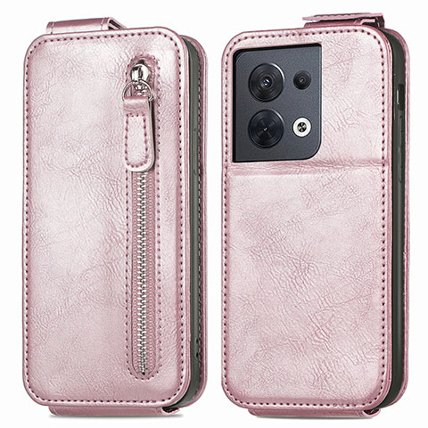 Housse Clapet Portefeuille Cuir pour Oppo Reno9 Pro 5G Or Rose