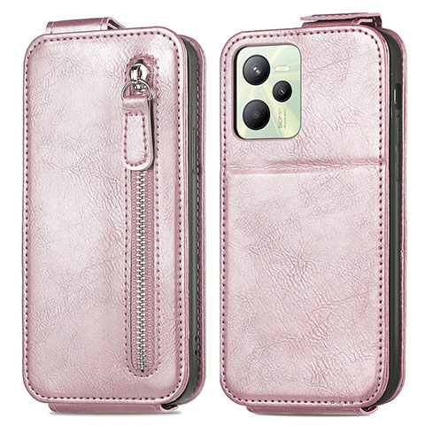 Housse Clapet Portefeuille Cuir pour Realme C35 Or Rose