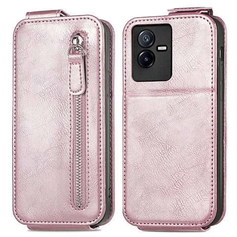 Housse Clapet Portefeuille Cuir pour Vivo iQOO Z6x Or Rose