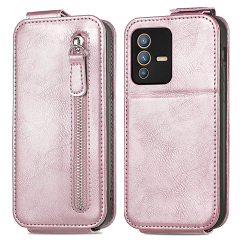 Housse Clapet Portefeuille Cuir pour Vivo V23 Pro 5G Or Rose